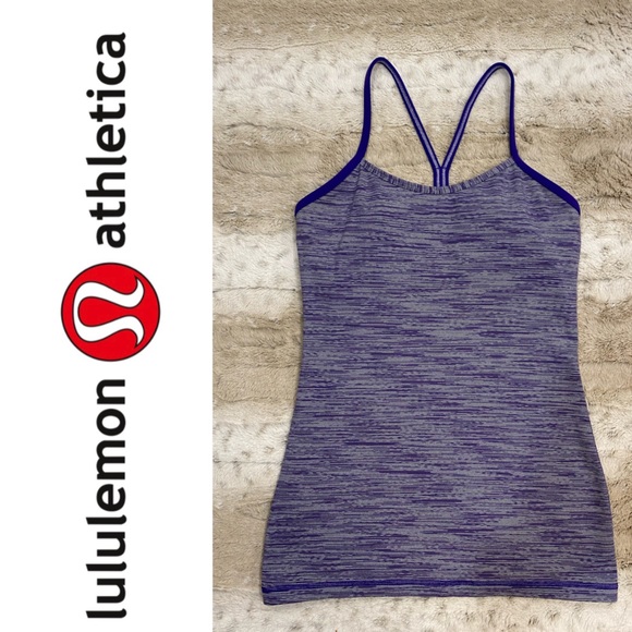 lululemon athletica Tops - Lululemon Power Y Tank Micro Stripe Purple & White Size 6